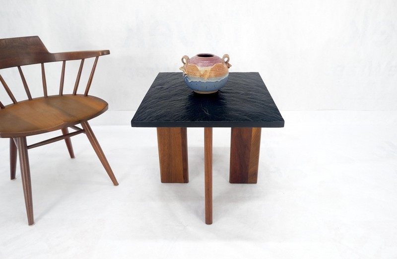Adrian Pearsall Solid Walnut Slate Like Top Composite Top End Side Table Mint gallery
