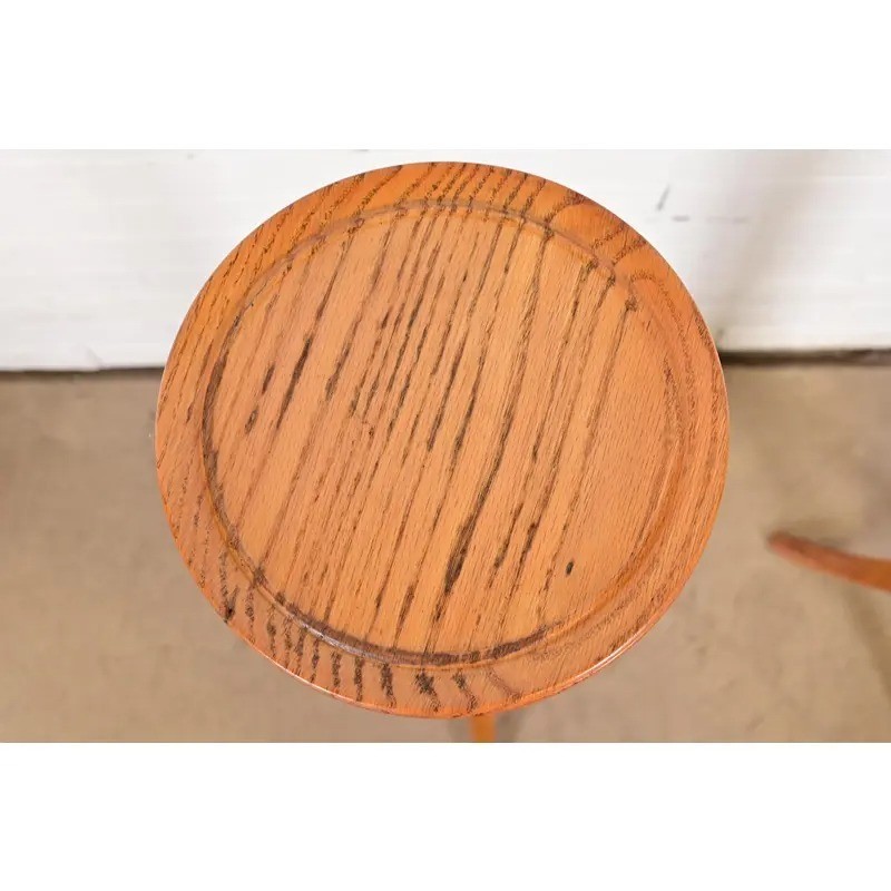 Regency Oak Torchieres or Pedestal Plant Stands, Circa 1940s gallery