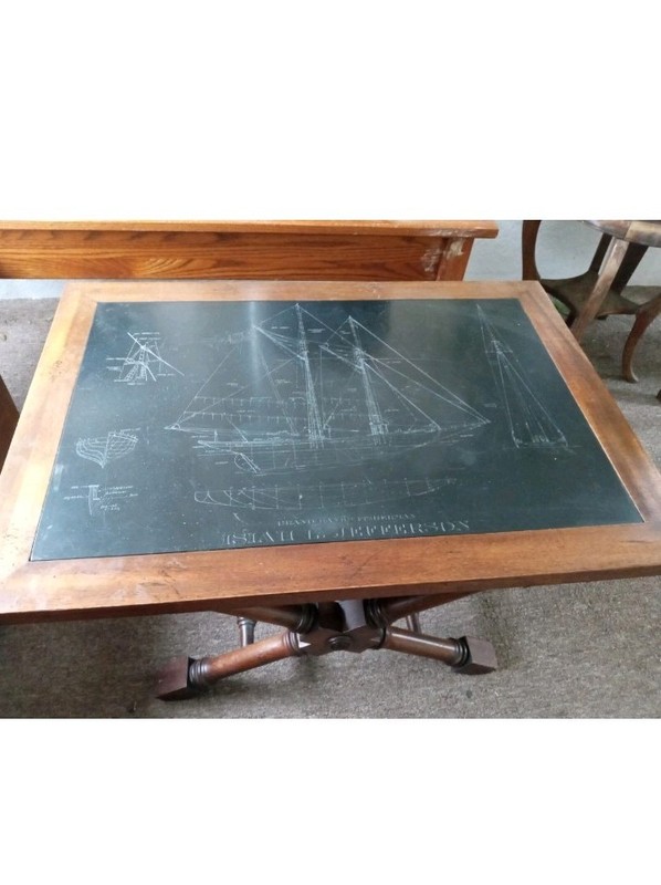 Vintage Isiah L Jefferson Schooner Slate Table