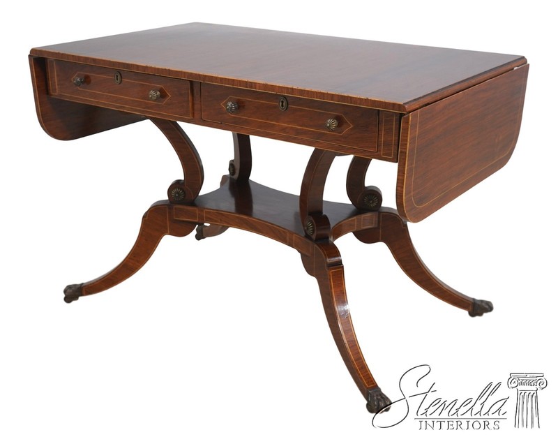 L71075: Rosewood Vintage Bench Made Regency Style Dropleaf Library Table