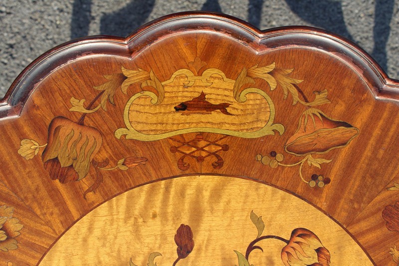 Antique Mahogany Scalloped Table With Inlaid Top gallery