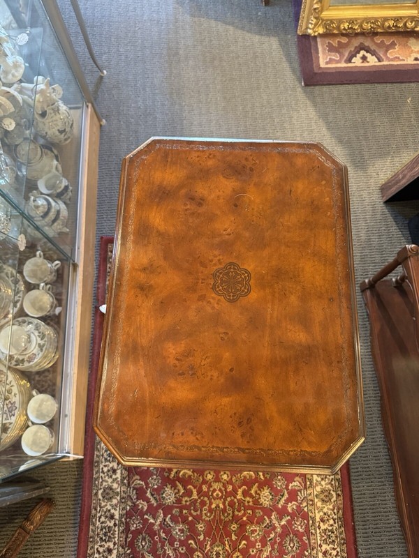 Vintage Maitland Smith Single Drawer Table with Side Pullout Shelves gallery
