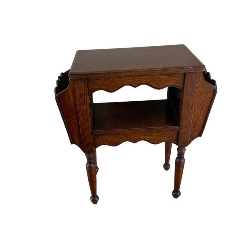 Antique Solid Wood Side Table Magazine Rack Farmhouse Table 25.5”