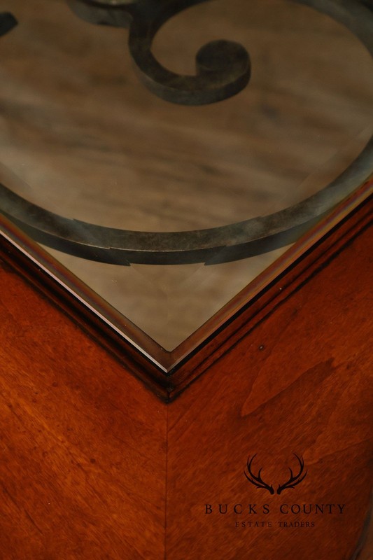 Ethan Allen Tuscany Glass Top Coffee Table With Iron Scroll Base gallery