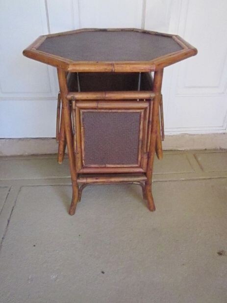 French Bamboo Rush Side Table 19th Century France Tiered Dessert Server gallery