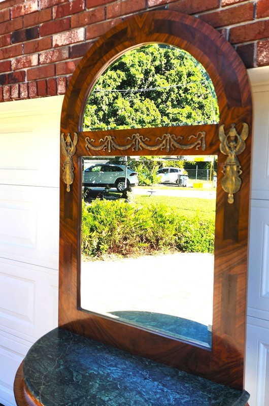 French Empire Style Console Marble Entry Table & Mirror gallery