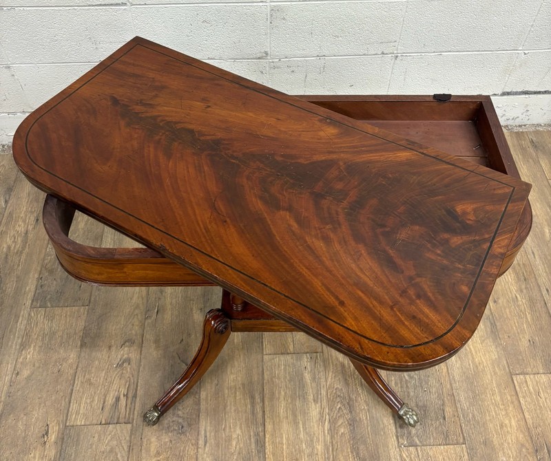 Antique English Regency Pedestal Flip and Swivel Top Game Table Card Table gallery
