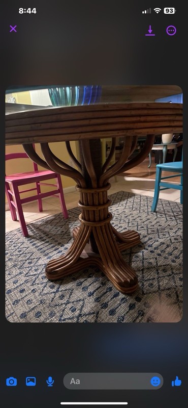 Vintage HTF Table Bamboo Lexington Cane Bistro Tommy Bahama Wood Kitchen Table gallery
