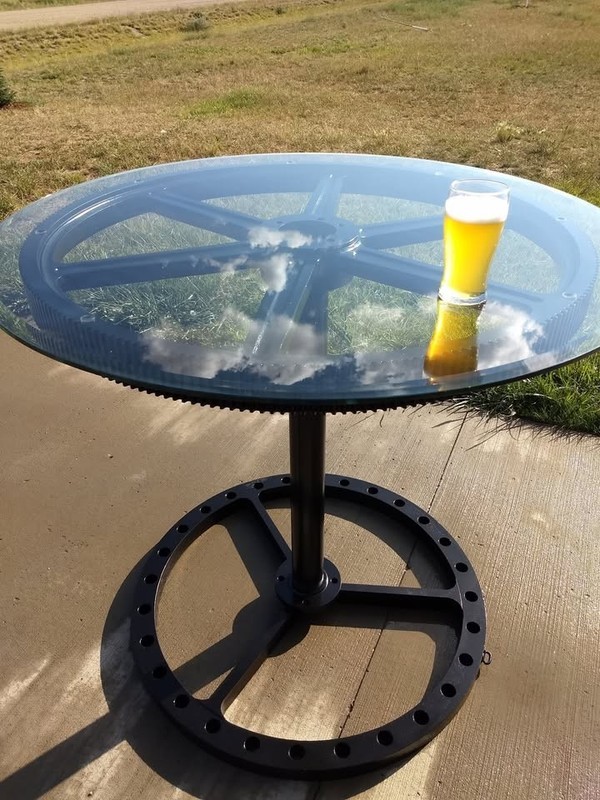 Vinage custom Steam Punk gear table for bar or mancave