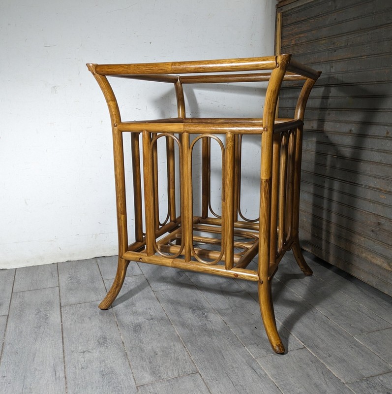 Vintage Boho Chic Coastal Bent Bentwood Bamboo Table Base Square Asian/Regency