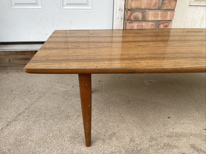 MCM Modern Swag Teak Wood Rectangular Coffee Cocktail Tapered Legs Table gallery