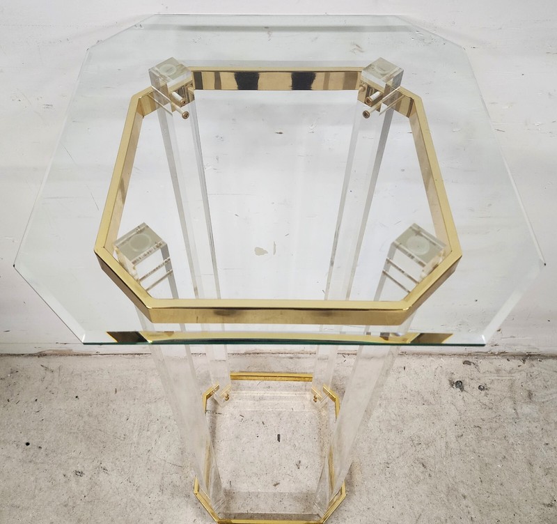 Lucite Pedestal Display Stand CHARLES HOLLIS JONES Style 24 Karat Gold Plated gallery