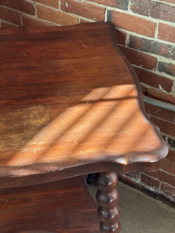 C1895 Walnut Side Table ~ Barley Twist Legs w/ 3" Dia Glass BALL & CLAW gallery