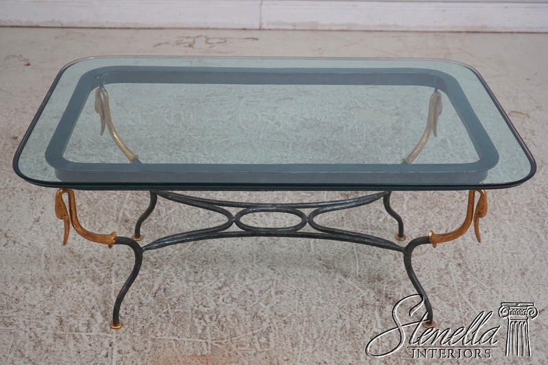70813: Regency Iron Swan Base Glass Top Coffee Table gallery