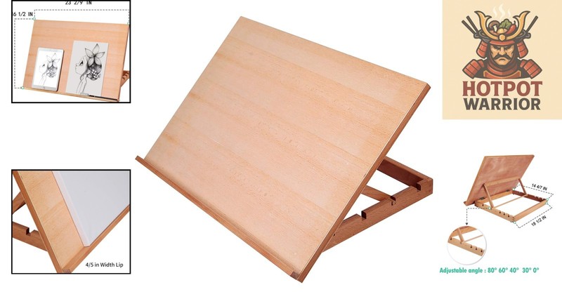 Adjustable Wood Sketching Board Easel - Lightweight & Portable 23 2/9" x 16 1/2" gallery