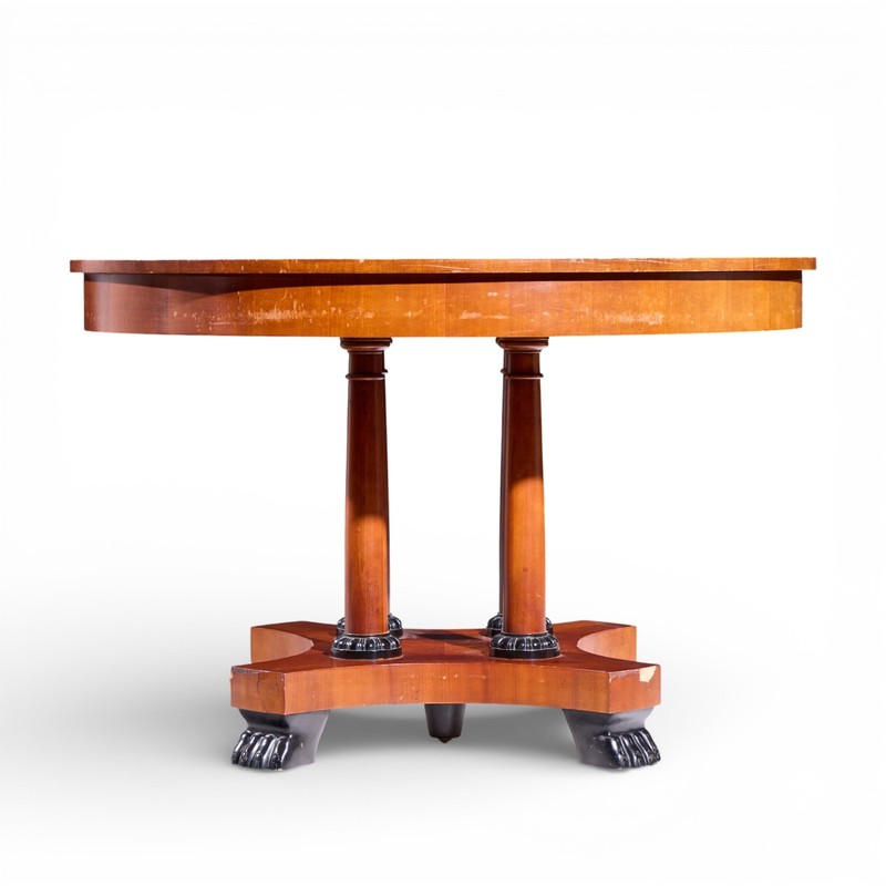 Baker Furniture Neoclassical Cherry Wood Expanding Dining Table with 2 Leaves gallery