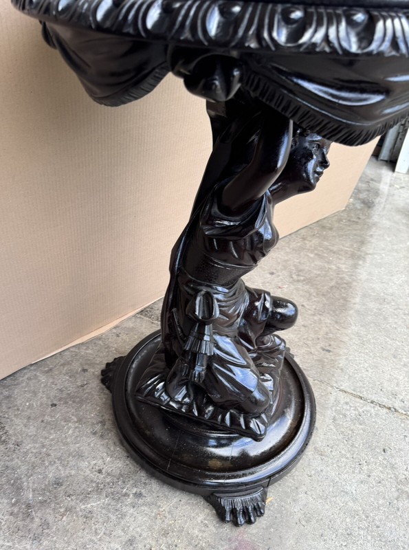 R. J. HORNER CARVED FIGURAL MAHOGANY PEDESTAL gallery