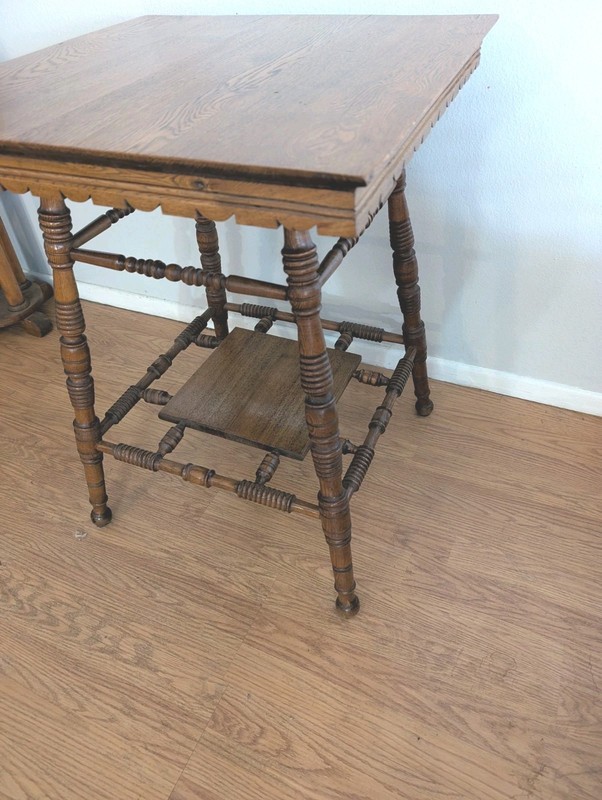 Antique Victorian Spindle Style Oak Accent Side Table gallery