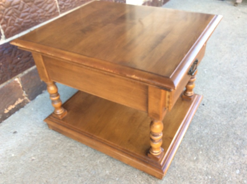 Vintage Heywood Wakefield End Table On Wheels - No 476-08 - Cinnamon - Good gallery