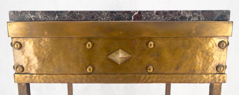Solid Heavy Forged Copper Marble Top 18" Square Stand Lamp Table Pedestal MINT! gallery