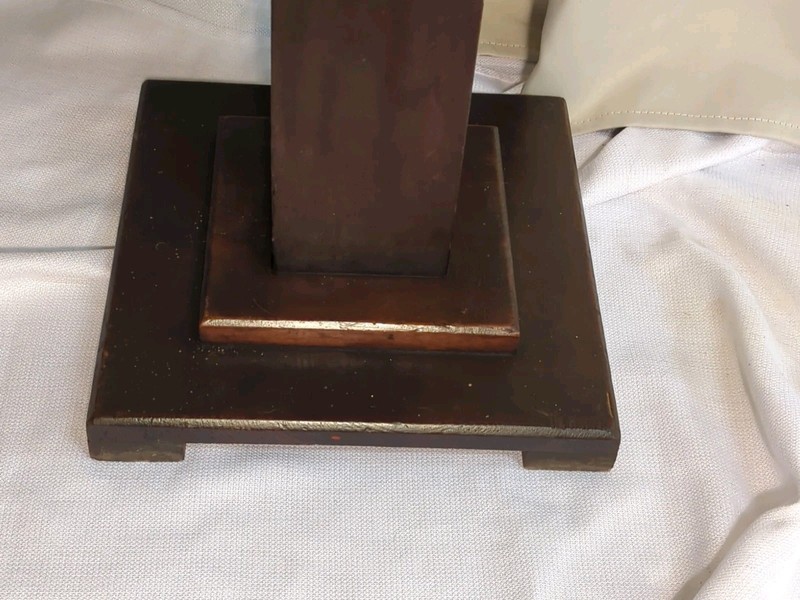 Antique Vtg Wood Plant Stand Side Table Large Lamp Table Square Base & Top 36x12 gallery