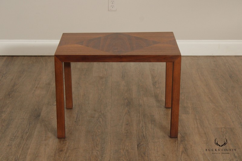 Lane Mid Century Modern Inlaid Parsons Style Square Walnut Side Table gallery