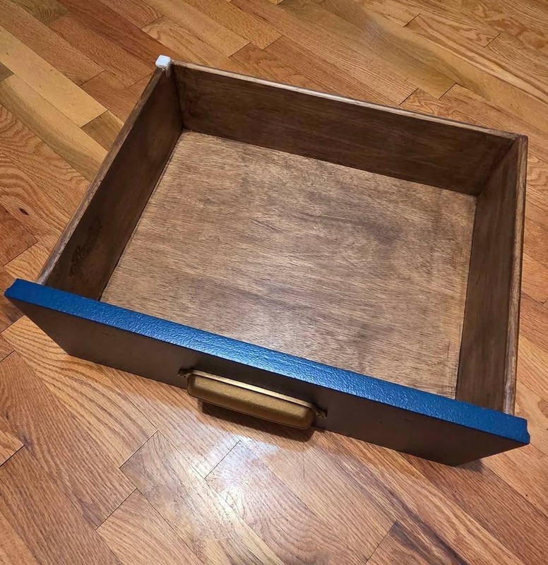 Refurnished Broyhill Premier end table. Custom painted. Decoupage bison graphic. gallery