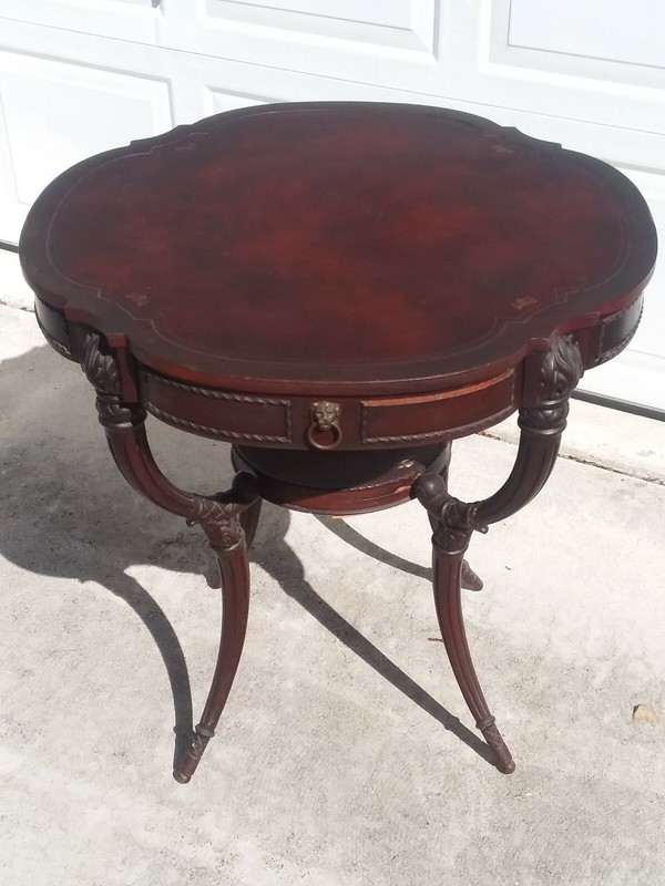 Antique ZANGERLE & PETERSON Two-Tier Table with Drawer