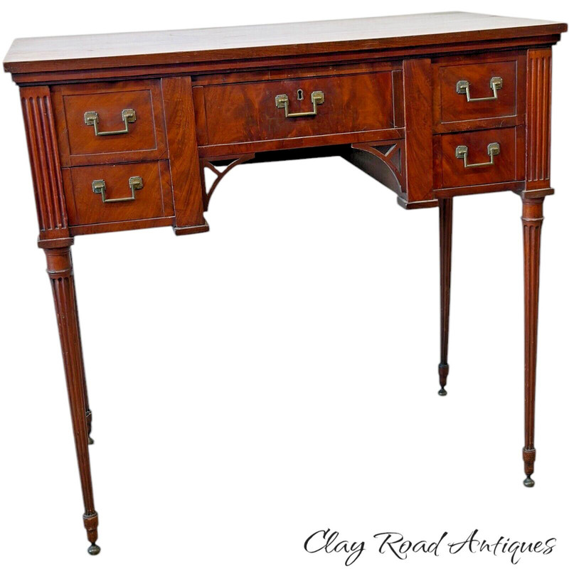 Antique French vanity table side console compartments mahogany 1800s