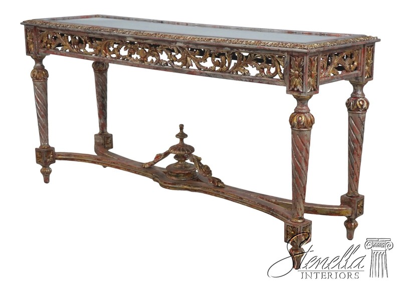 L73335: French Louis XVI Mirror Top Carved Console Table