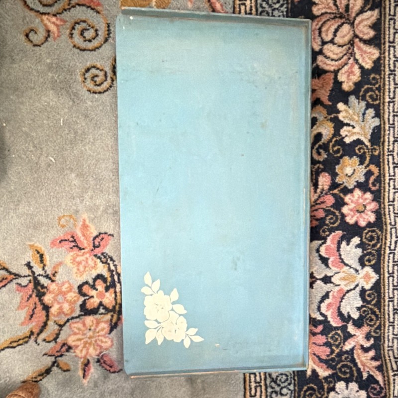 General Wood Products Co Blue Wood Foldable Accent Table Antique Finish 56cm