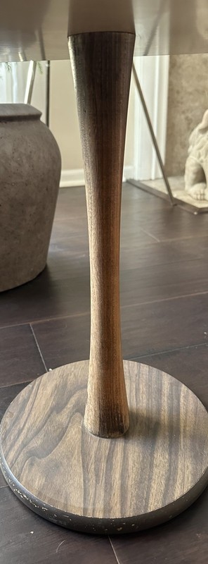 Mid-Century Atomic Walnut Tulip Side Table HTF gallery