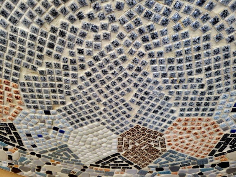 Vintage Mid Century Modern 36" Round Mosaic Tiled Coffee Accent Table 60S NICE gallery