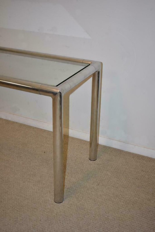 Milo Baughman Chrome Glass Console Mid Century Modern gallery