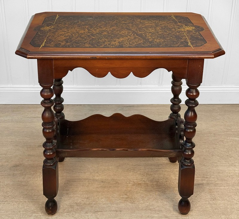 Antique Colonial Bird's Eye Maple Turned Occasional Table gallery