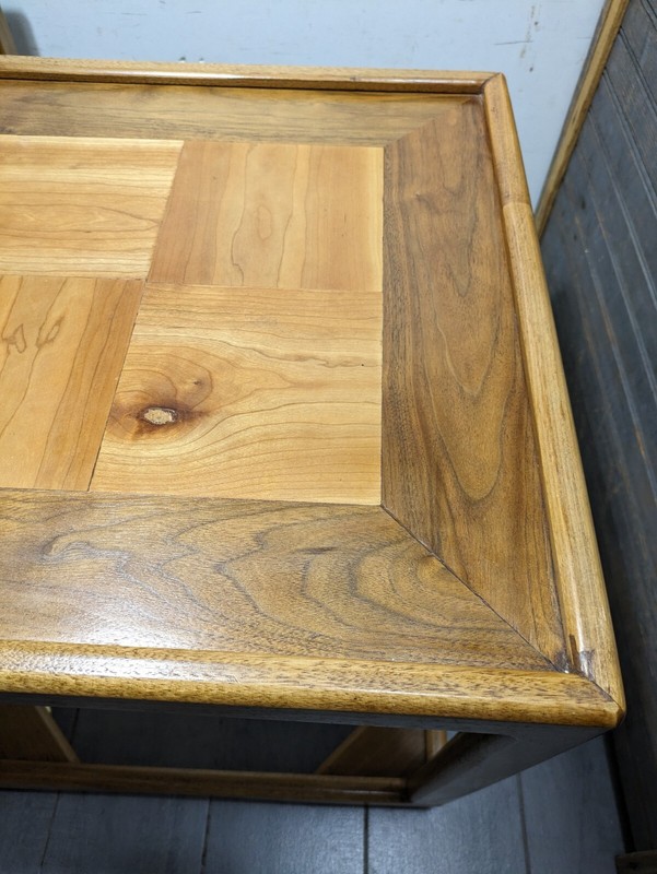 Vintage Pair of Mid Century Modern Square Cube Teak Wood Rolling End Tables gallery