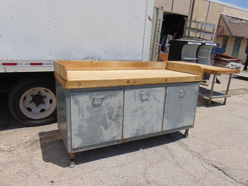 Vtg Industrial Chef Butcher Block bakers WorkStation Table 72x30 gallery