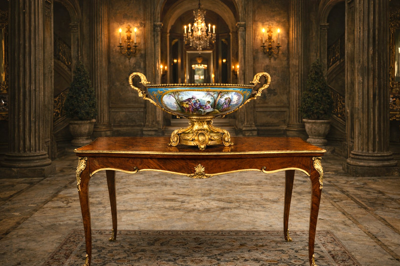 Accent Center Table Antique French 1840s Mahogany Marquetry Bronze Gilt Decor!