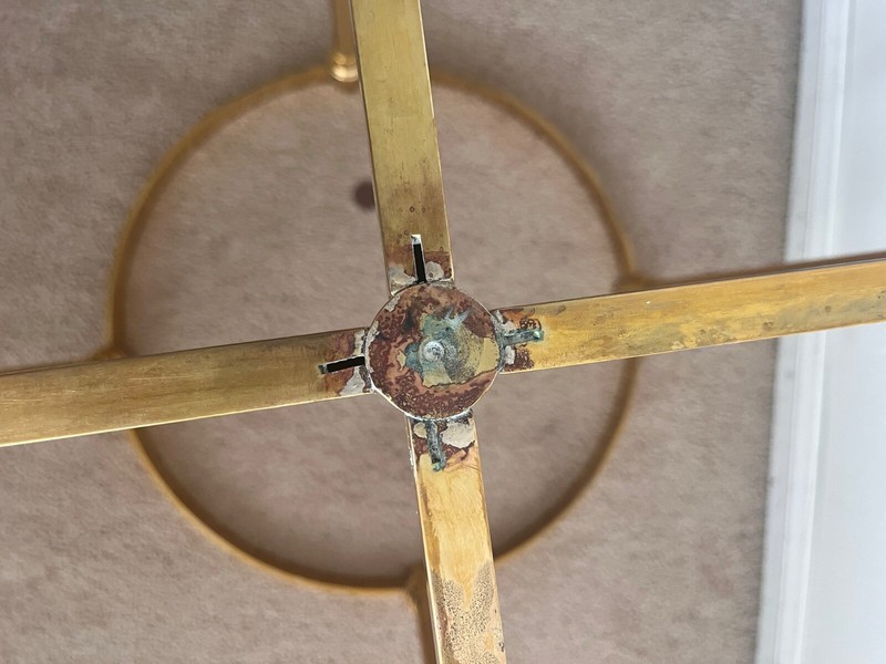Labarge Midcentury Brass and Glass Hooved Feet table gallery
