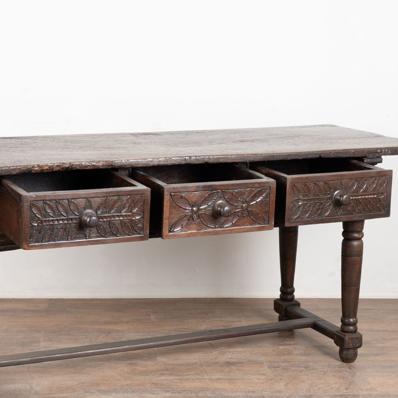 Late 18th Century Spanish Oak Three Drawer Console Table gallery