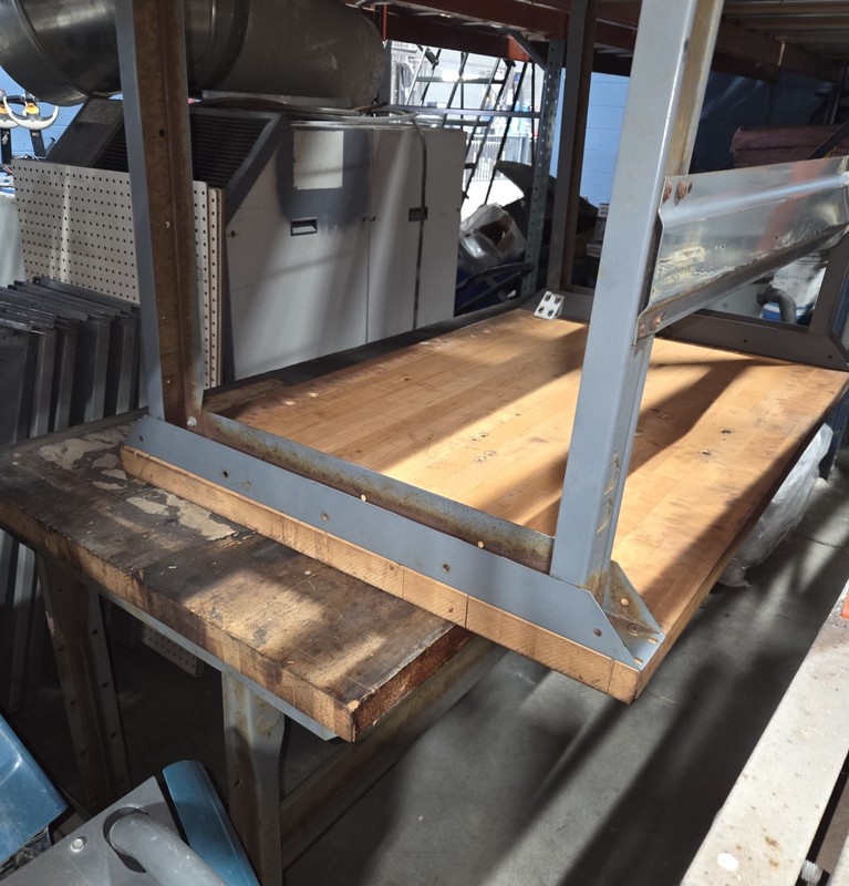 Vtg Industrial Chef Butcher Block Island Stainless With Casters 30”x72”x37”x3” gallery