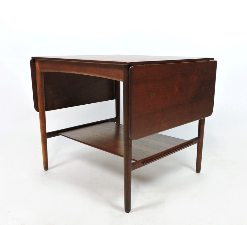 Hans Wegner Danish Modern Teak & Oak Drop Leaf End Table for Andreas Tuck