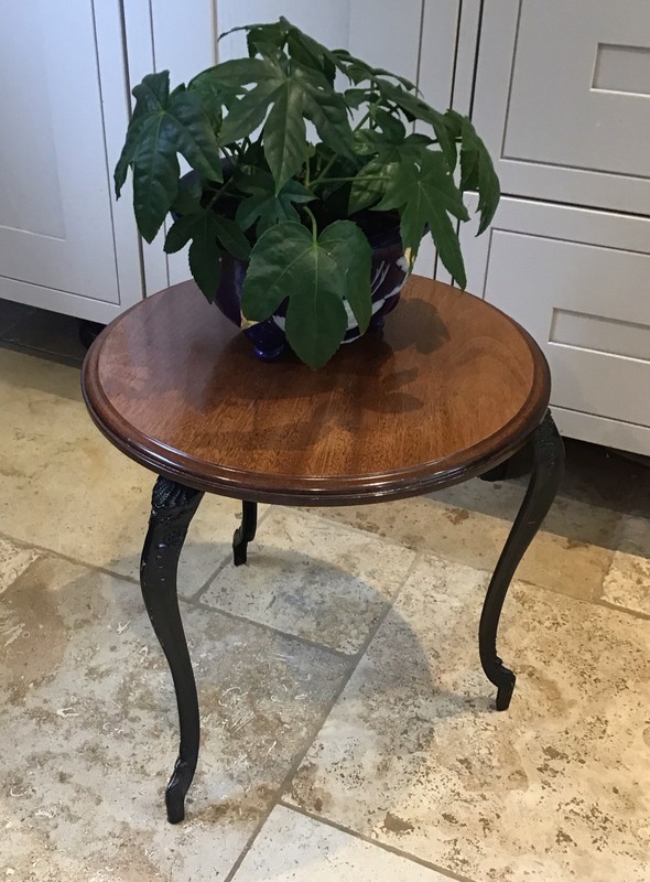 Vintage Coffee/occasional Table, Walnut Side/ Wine Table, Metal Cabriole Legs,