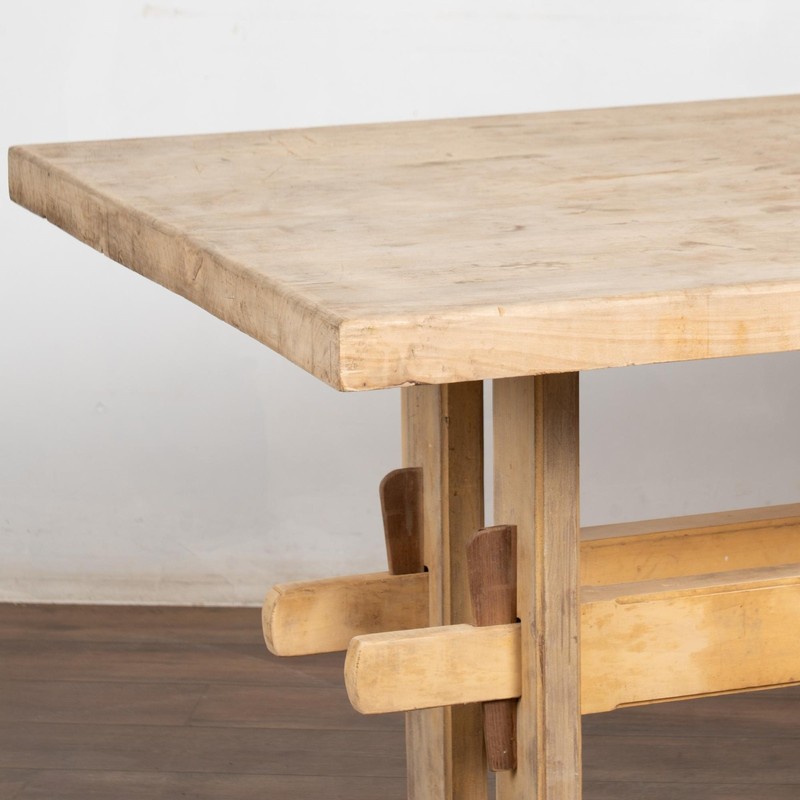 19th Century Rustic Farmhouse Trestle Dining Table gallery