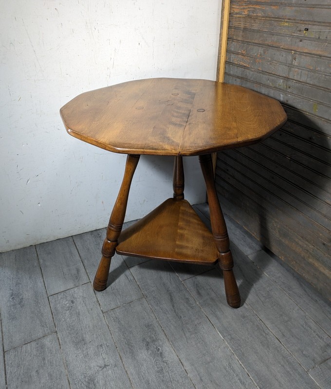 Vintage Cushman Colonial Creation Rustic Solid Maple Wood 3-Leg Table gallery
