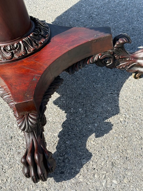 antique classical empire carved breakfast table Paw foot mahogany 1820 console gallery