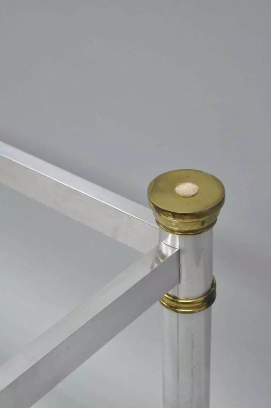 Vintage Maison Jansen Style Hollywood Regency Chrome & Brass Console Table Base gallery