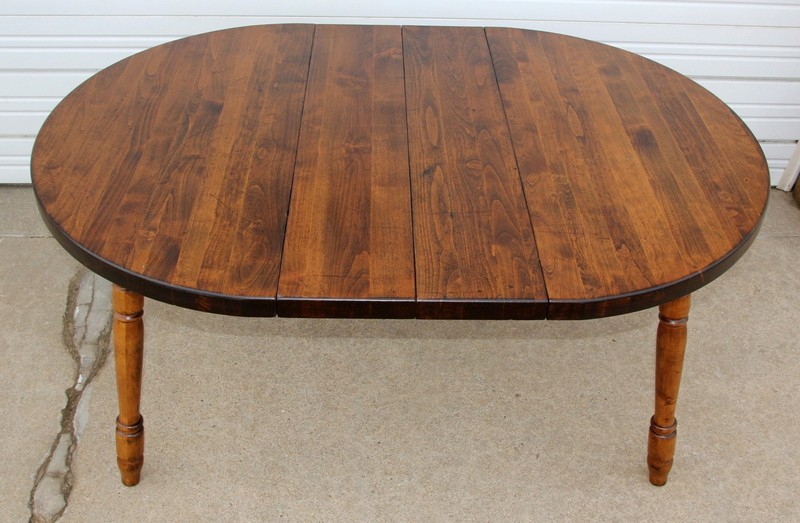 Vintage 44" Round Maple Dining Table w 2 Leaves-62" Wabash Slides 2" THICK TOP! gallery