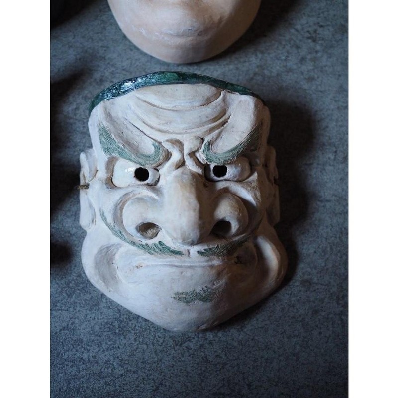 Japanese Ceramic Display Mask Set 4 Mid-Showa Koro-ten Used H1465 gallery
