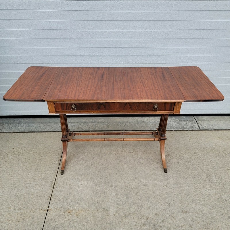 NICE - Antique Duncan Phyfe sofa table drop leaves w/Lion Pull Drawer/Claw Feet gallery